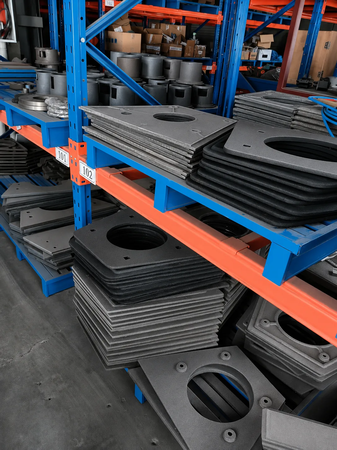 Guard plates and chamber liner wear parts for shot blasting machines
